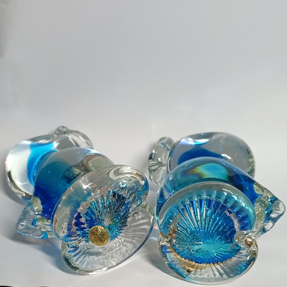Glass Art Pair of Ducks Blue Paperweights - Picture 4 of 5